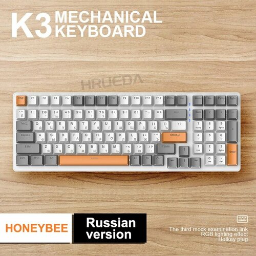 K3 Механическая Клавиатура 100 Ключей КрасныйСиний Переключатель HoneyBee Standard Красный переключатель 3428₽