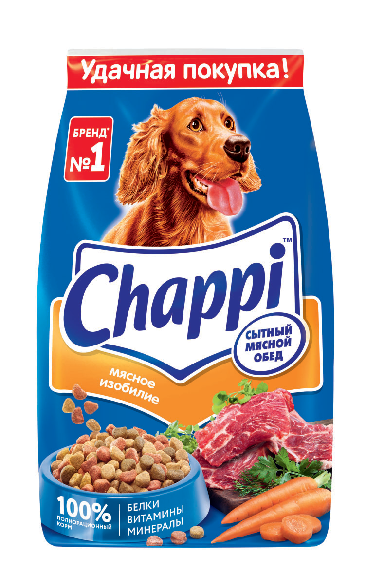 Корм сухой для взрослых собак CHAPPI Сытный мясной обед Мясное изобилие, для всех пород, полнорационный, 2,5кг — фото 1