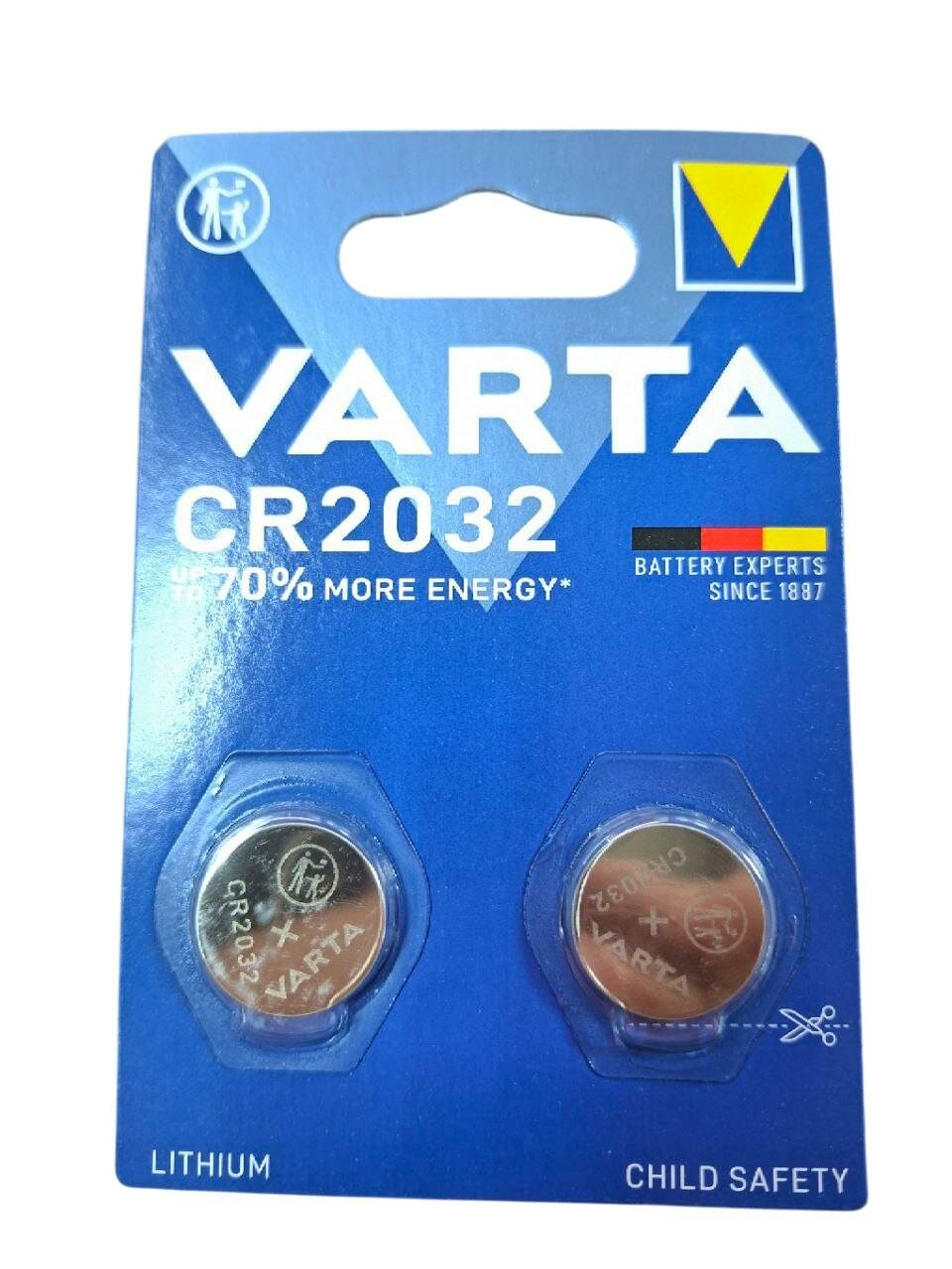 Дисковая батарейка Varta CR2032 Lithium Battery 3V BL2 , 2шт.