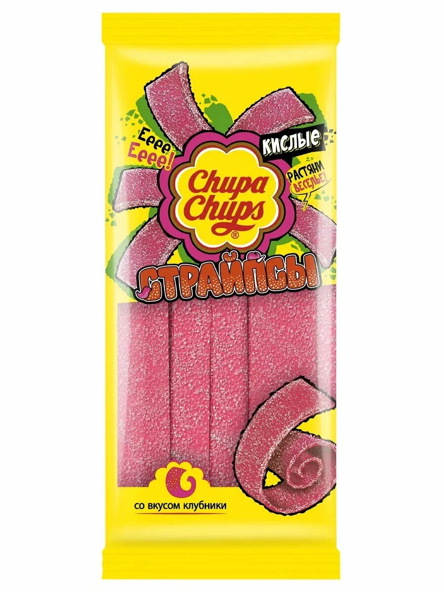 Жевательный мармелад "Chupa Chups" Кислые страйпсы — Клубника