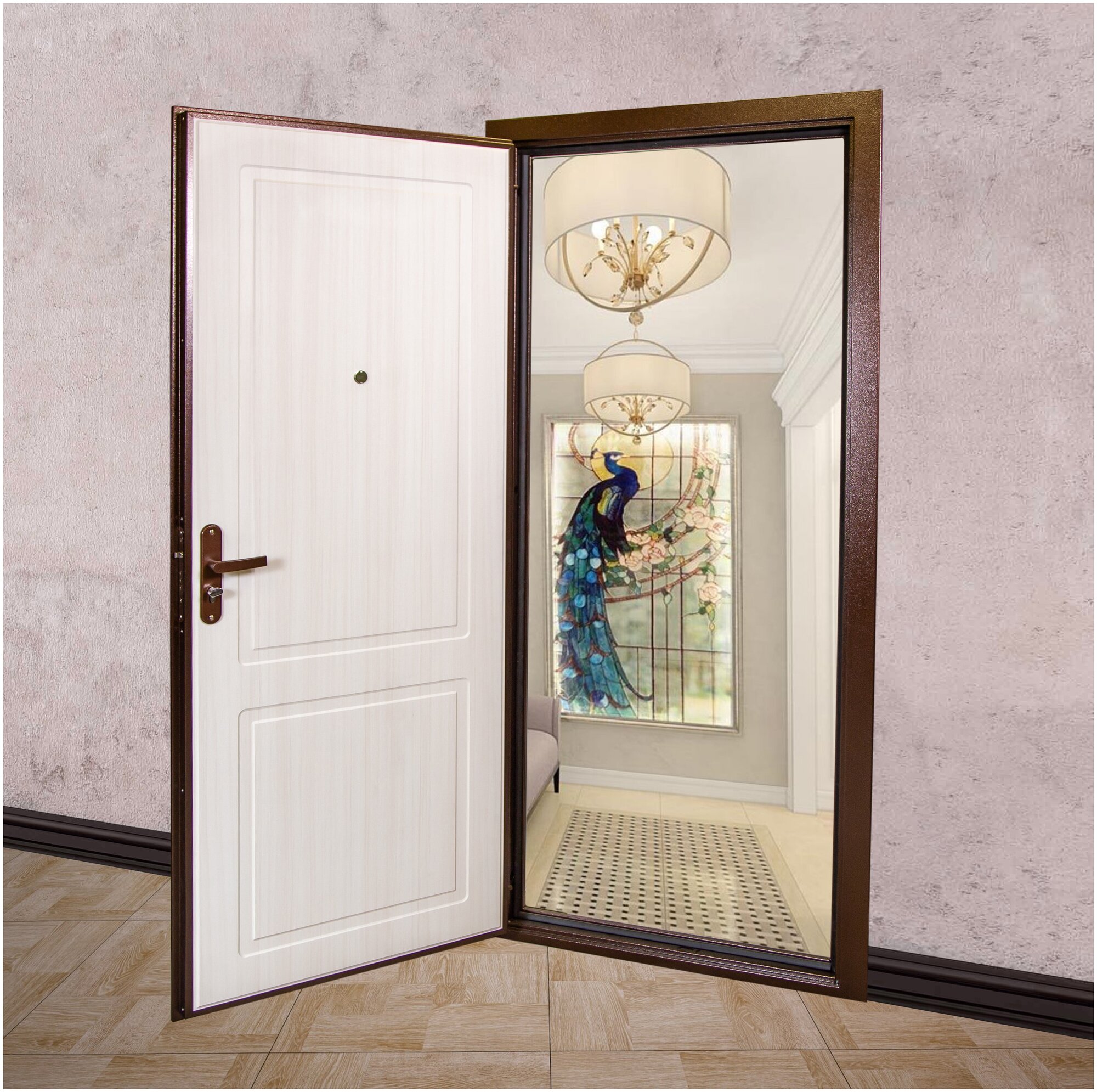 Дверь входная "ДяДя ФеДя" 2050*960 правое фрезерованная МДФ Сандал белый - фотография № 8