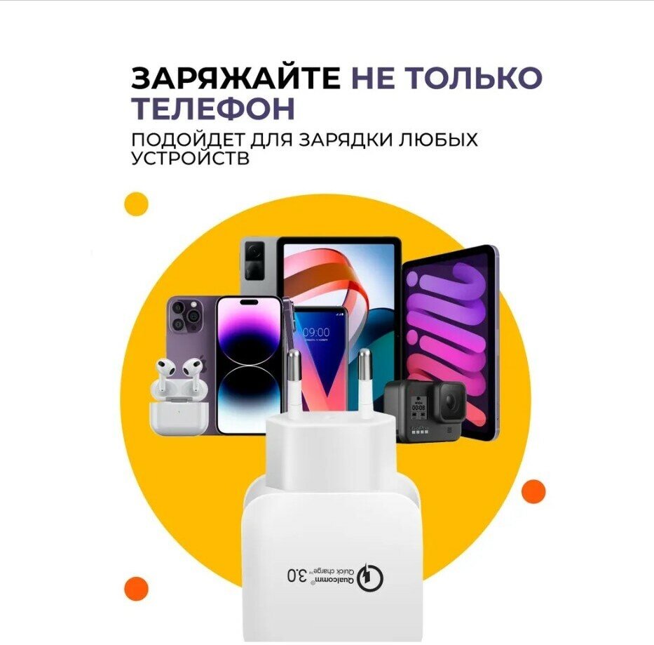 Сетевое Зарядное Устройство USB Адаптер / Зарядка / Быстрая зарядка / блок питания для телефона / для Apple iPhone и Android