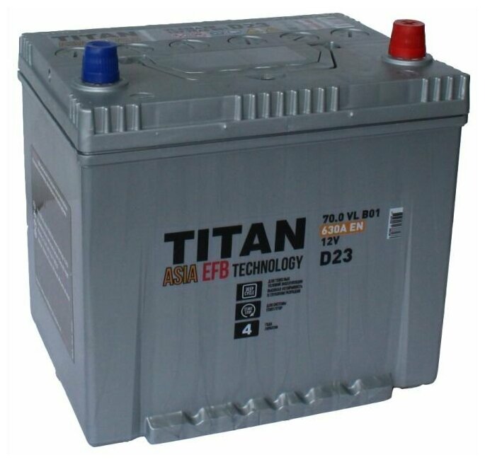 Автомобильный аккумулятор 70 Ач Титан Asia EFB (D23L) о/п B01 (600А д*ш*в 23,0*17,5*22,3 см)