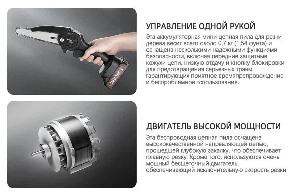 Аккумуляторная цепная пила Wosai 20V (WS-DSJ20-C1) - фотография № 5