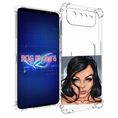 Чехол MyPads голубые-глаза-у-брюнетки женский для Asus ROG Phone 6 задняя-панель-накладка-бампер
