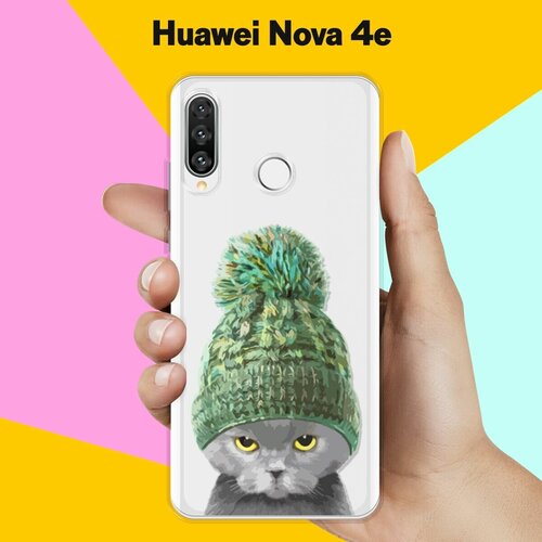 Силиконовый чехол Кот в шапке на Huawei Nova 4e силиконовый чехол кот в шапке на huawei nova 3e