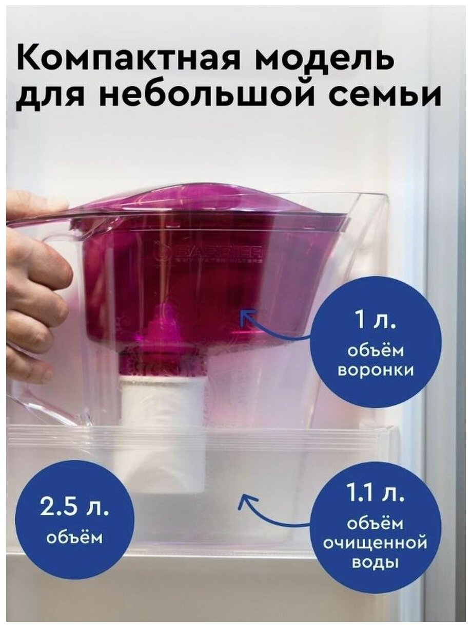 Фильтр-кувшин для очистки воды "Барьер танго" пурпурный С узором - фотография № 7