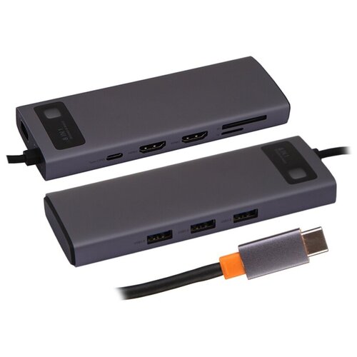 Хаб USB Baseus Metal Gleam Series 8-in-1 Multifunctional Type-C HUB Docking Station Gray WKWG050113