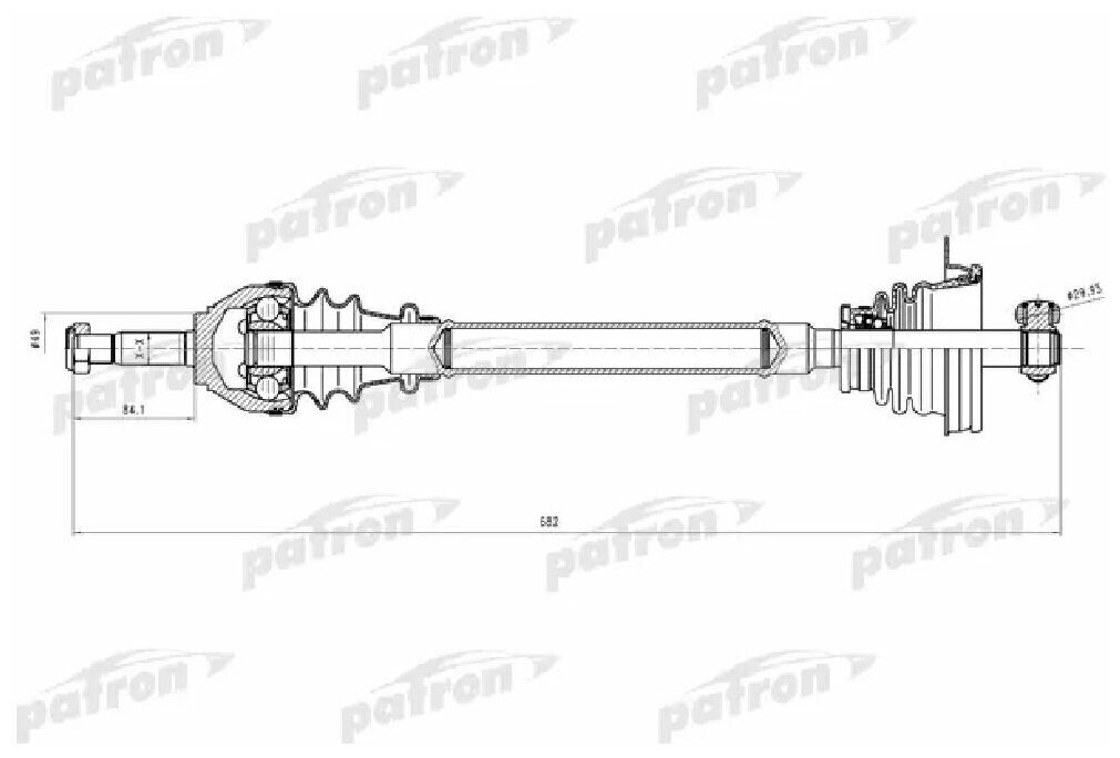 PATRON PDS0637 Полуось лев Dacia Logan 1.4-1.6i 09.04> -ABS