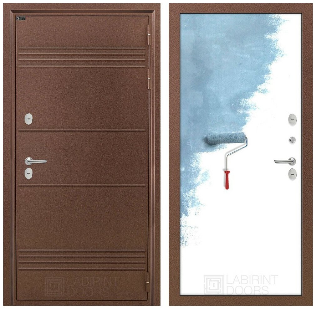 Входная металлическая дверь для дома с терморазрывом LAITE с внутренней панелью 28 грунт под покраску, размер по коробке 960х2050, правая