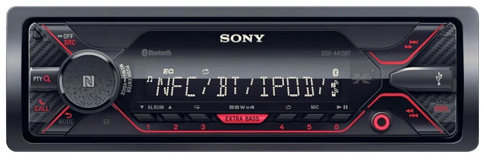 Автомагнитола Sony DSX-A410BT 1DIN 4x55Вт v3.0 RDS