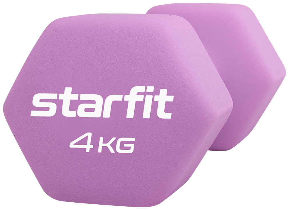 Гантель неопреновая Starfit Db-201 4 кг, фиолетовый пастель