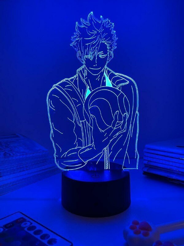 3D светильник-ночник, лампа по аниме: Волейбол!! , Haikyuu!! , Тэцуро Куроо , 16 цветов - фотография № 7