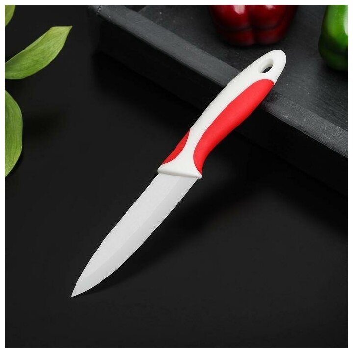 Нож керамический Доляна "Умелец", лезвие 10 см, цвет красный