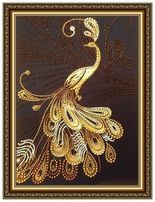 Набор для вышивания RK LARKES "Золотой Павлин", 29х21 см