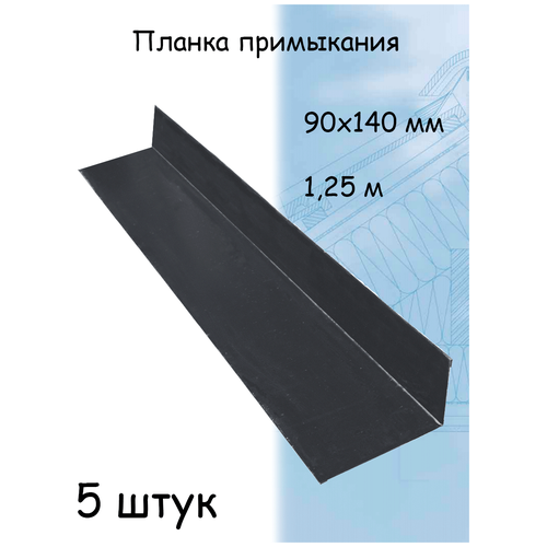 Планка угла внутреннего 1,25м (140х90 мм) металлическая примыкания серый (RAL 7024) 5 штук