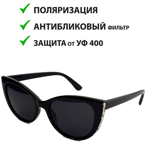 фото Очки солнцезащитные для защиты от уф400/ очки солнцезащитные женские с поляризацией/ очки с камнями оптик хаус