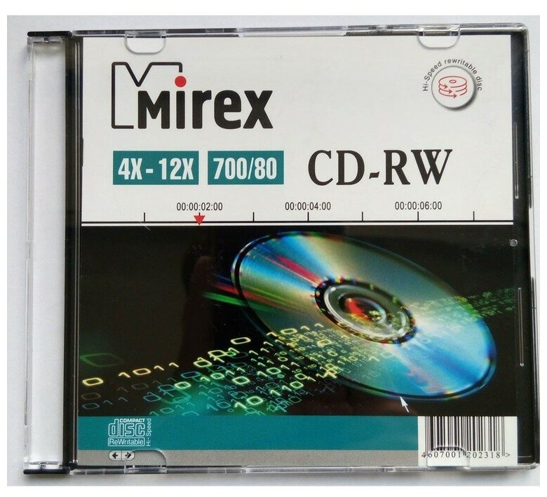 Диск CD-RW Mirex 700MB, 4х-12x, комплект 5шт, SLIM-футляр (UL121002A8F)