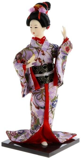 Кукла коллекционная "Японка в цветочном кимоно с бабочкой на руке" 30х12,5х12,5 см