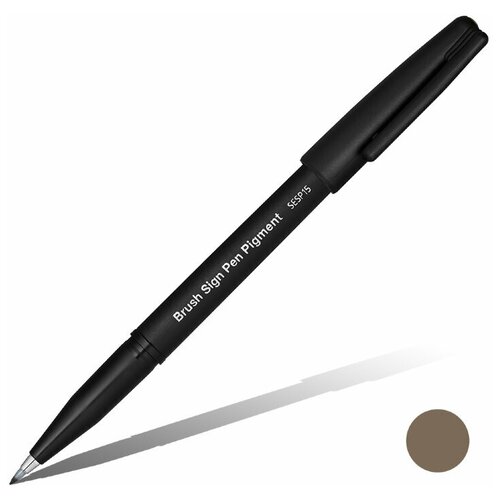 Pentel Фломастер-кисть Brush Sign Pen Pigment, цвет сепия длинная искусственная ручка кисть для рисования китайская каллиграфия с большим бункером кисть для китайской каллиграфии