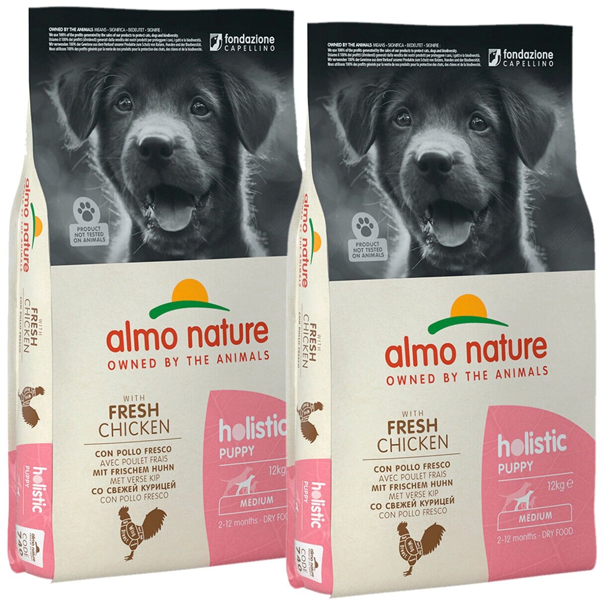 ALMO NATURE MEDIUM PUPPY & CHICKEN для щенков средних пород с курицей (12 + 12 кг)