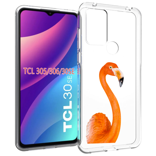 чехол mypads акварельное фламинго для tcl 30 tcl 30 5g tcl 30 plus задняя панель накладка бампер Чехол MyPads оранжевый-фламинго для TCL 30SE / TCL 305 / TCL 306 / TCL 30E задняя-панель-накладка-бампер