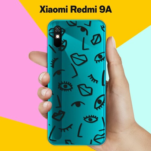Силиконовый чехол Глаза и губы на Xiaomi Redmi 9A силиконовый чехол на xiaomi redmi 4x сяоми редми 4х красные губы