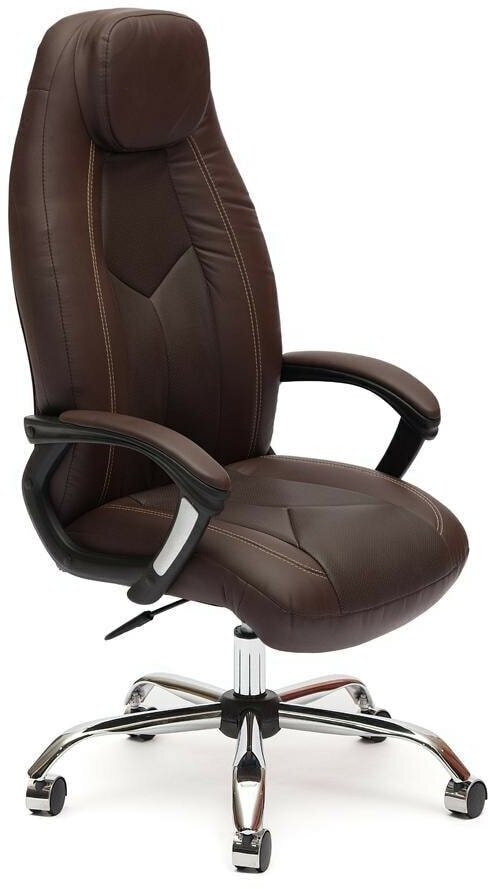 Кресло компьютерное Tetchair BOSS (хром) коричневый перфорированный