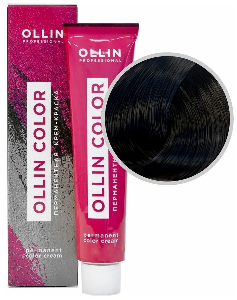 OLLIN Professional Color перманентная крем-краска для волос, 2/0 черный, 100 мл
