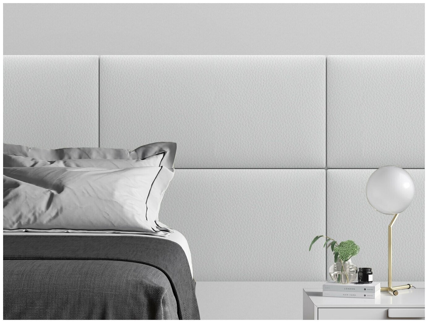 Мягкое изголовье кровати Eco Leather White 50х100 см 1 шт.