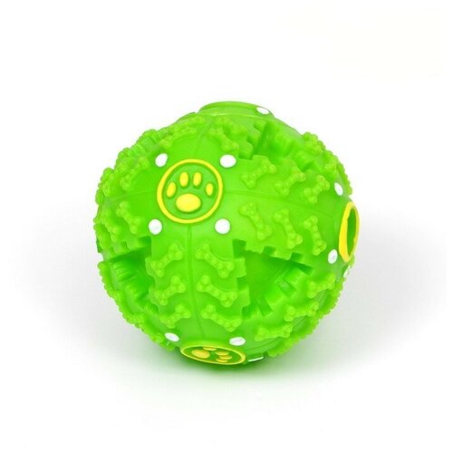 Игрушка для собак Пижон Квакающий мяч, большой, жесткий, 9,5 см, зеленый
