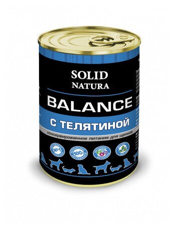 Solid Natura Balance Телятина влажный корм для щенков жестяная банка 0,34 кг (12 шт)