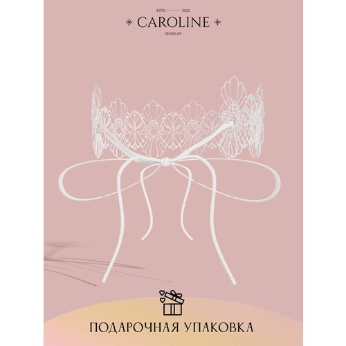 фото Чокер с подвеской на шею женское ожерелье кружево белое / аксессуары caroline jewelry