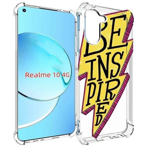 Чехол MyPads надпись в желтой молнии для Realme 10 задняя-панель-накладка-бампер