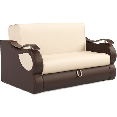 Диван аккордеон Капля 160 экокожа беж и коричневый