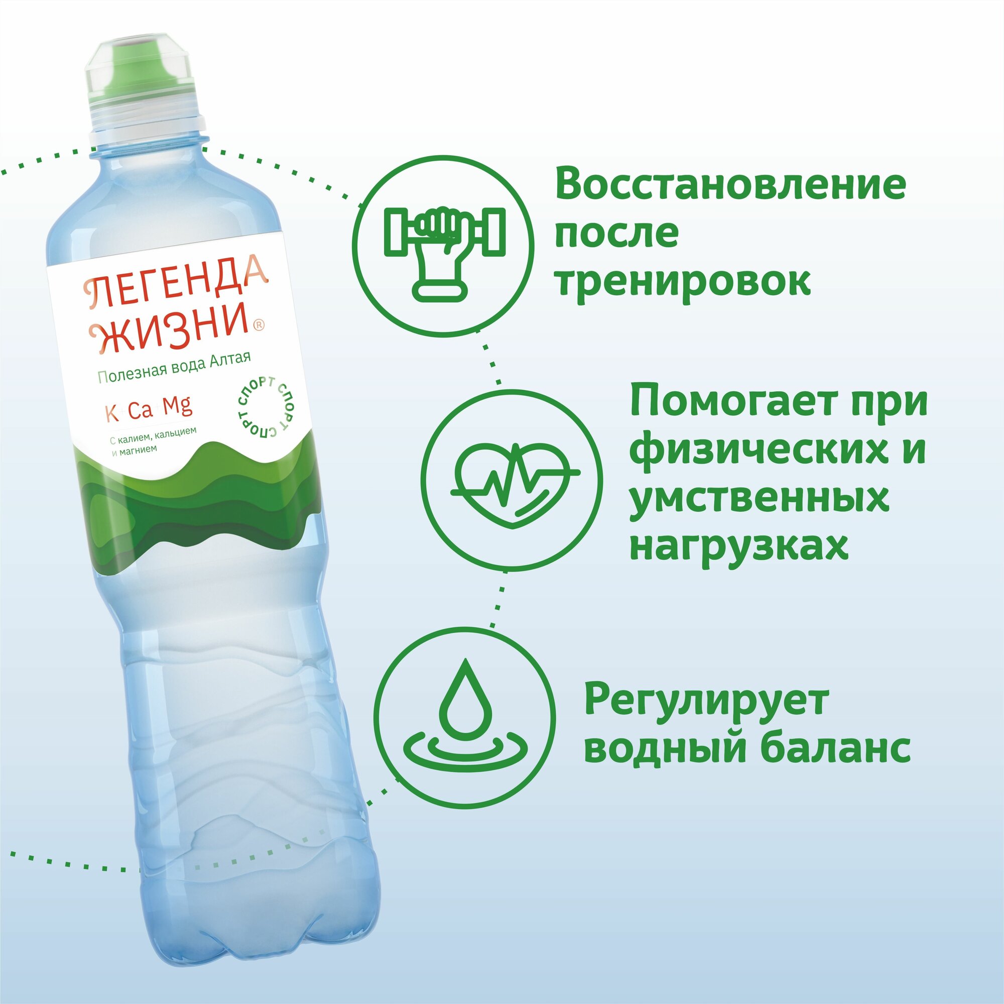 Спортивная питьевая вода "Легенда Жизни" 0,7 л, 6 штук