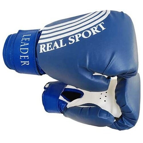 Перчатки боксёрские Realsport Leader 8, синий перчатки боксерские realsport leader 8 унций красный
