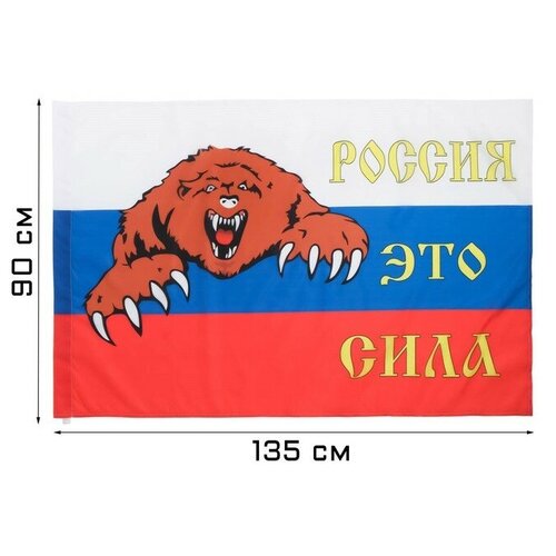 Флаг России Россия это сила, 90 х 135 см, полиэфирный шёлк, без древка флаг россии россия это сила 90 х 135 см полиэфирный шёлк без древка