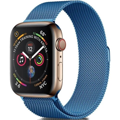 Металлический ремешок на Apple Watch 1-7, SE 38-40-41 mm / Лазурный ремешок миланская петля для умных смарт часов Эпл Вотч 1, 2, 3, 4, 5, 6, 7 и СЕ