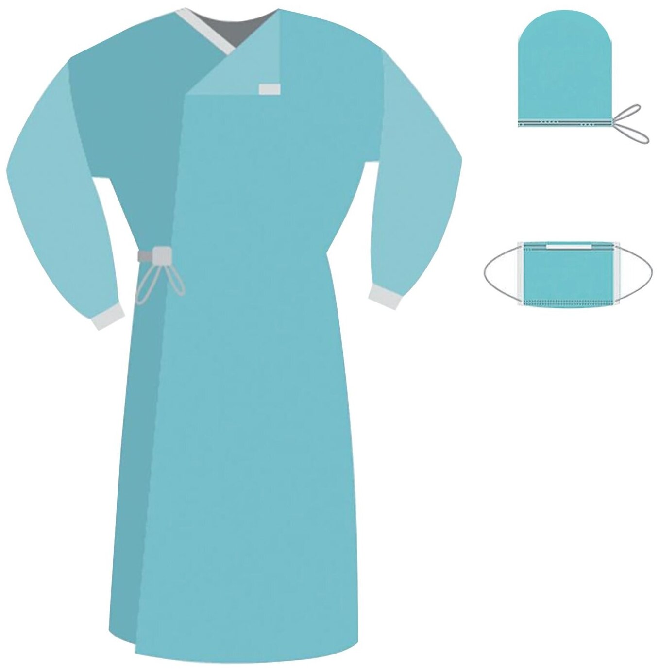 Комплект одноразовой одежды гекса для хирурга КХ-04 стерильный 3 предмета
