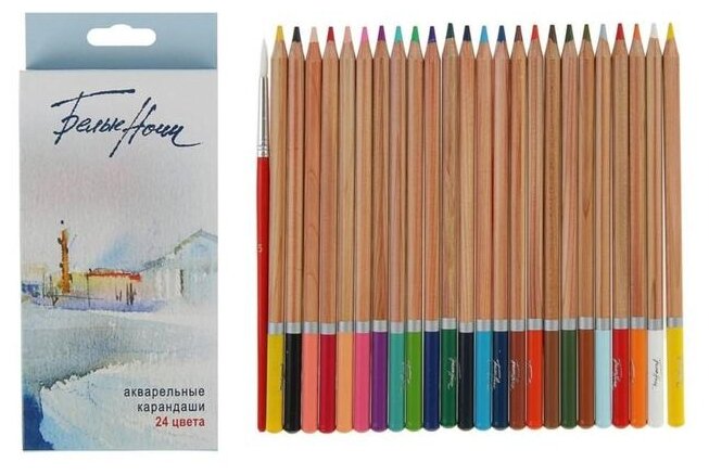 Завод художественных красок «Невская палитра» Карандаши акварельные набор 24 цвета, ЗХК "Белые ночи", в картонной коробке