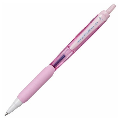 Ручка шариковая масляная автоматическая с грипом UNI JetStream, синяя, корпус розовый, 0,35 мм, SXN-101FL PINK