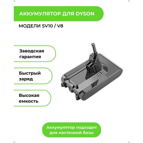 аккумулятор run energy для пылесоса dyson v8 sv10 4500mah 21 6v li ion Аккумулятор ABC для пылесоса Dyson V8 / SV10 4500mAh Li-ion