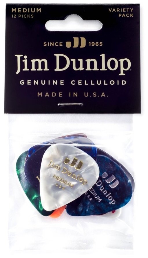 PVP106 Celluloid Набор медиаторов CELLULOID PICK MEDIUM VARIETY PACK 12шт, средние, Dunlop