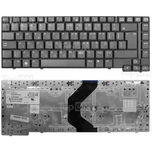 Клавиатура для ноутбука HP Compaq 6530B, 6535B, 6730b, 6735b, Elitebook 8530p, 8530w Series. Г-образный Enter. Черная, без рамки. PN: 468775-181.