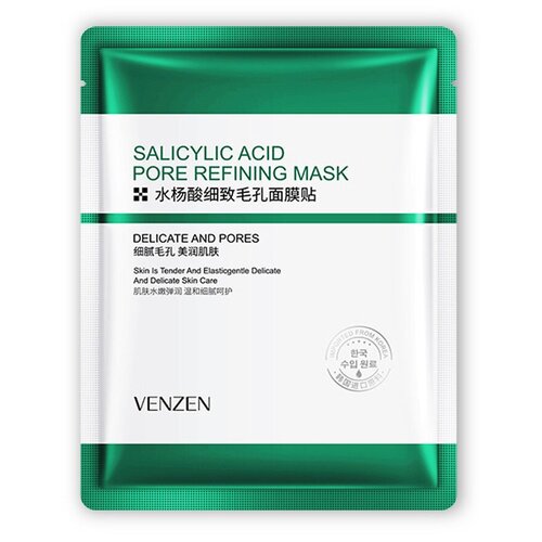 Venzen Тканевая маска с салициловой кислотой для проблемной кожи Salicylic Acid Pore Refining Mask, 25г (*)