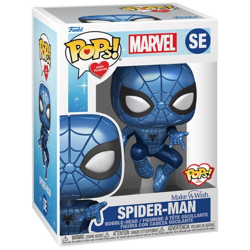 Фигурка Funko POP! Человек-Паук голубой металлик (Spider-Man) #SE