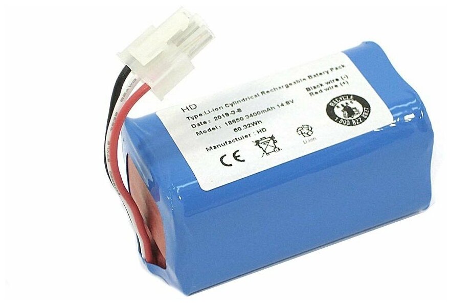 Аккумулятор для пылесоса iClebo Arte, Pop, Smart (EBKRWHCC00978). Li-ion, 3400mAh, 14.4V