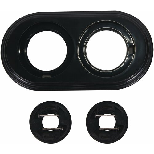 Рамка для розеток и выключателей Electraline 2 поста, цвет чёрный