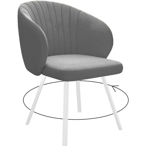 Стулья для кухни и офиса DikLine 258 поворотный, Z28 серый, ножки белые, микровелюр